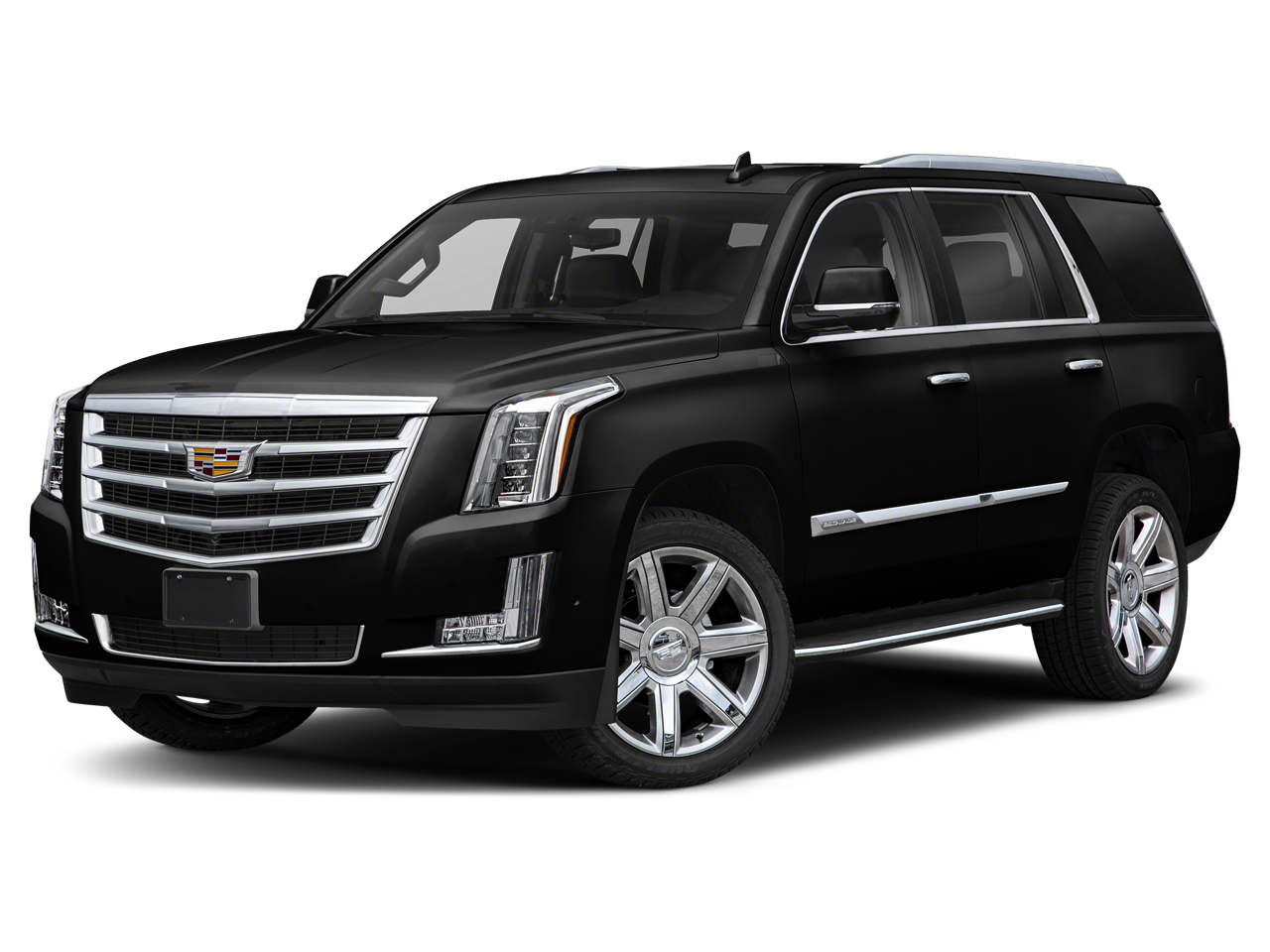 2019 Cadillac Escalade Luxury in Black Raven — front three-quarter view