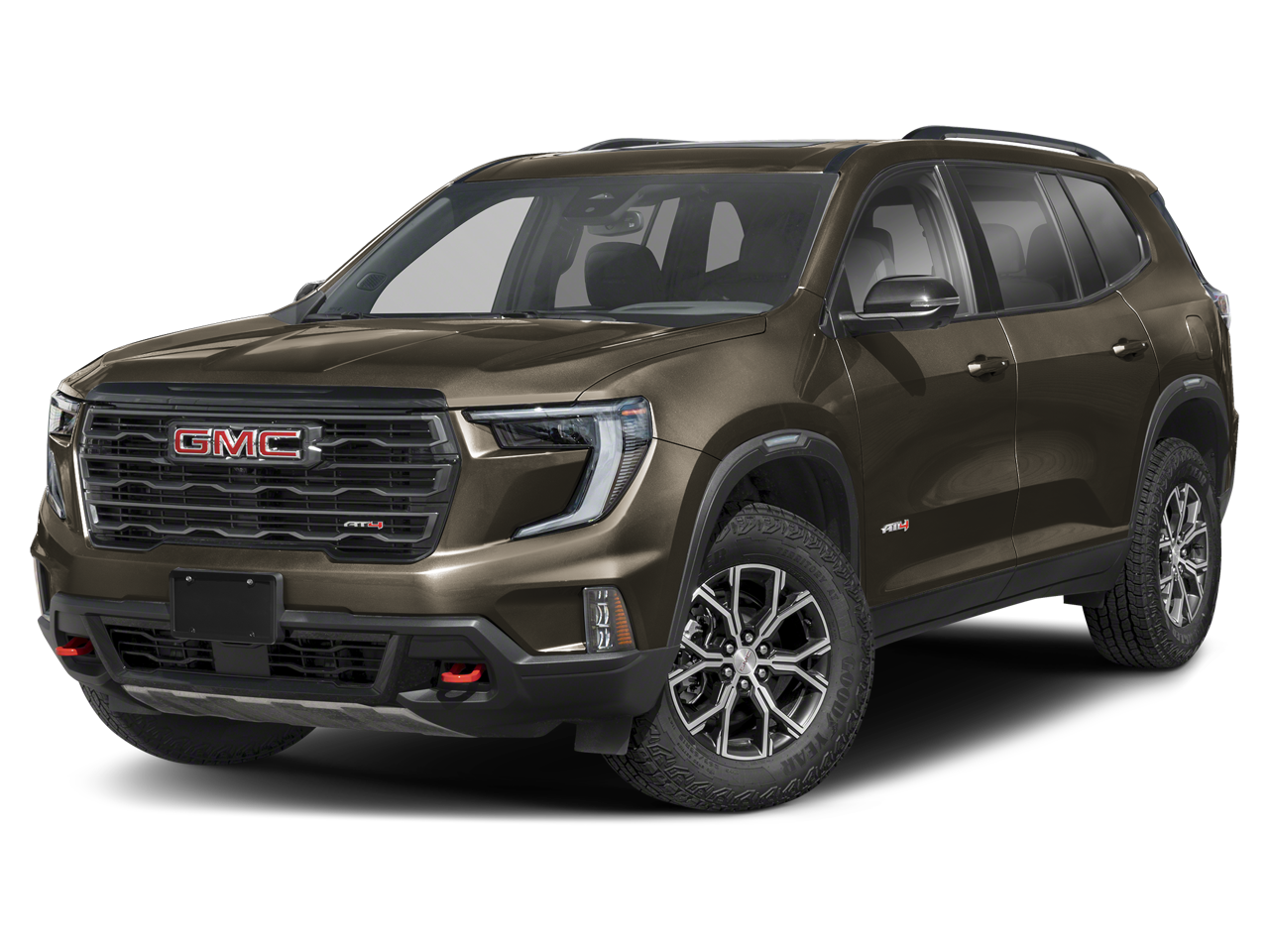 2025 GMC Acadia AT4 in Deep Bronze Metallic — front three-quarter view