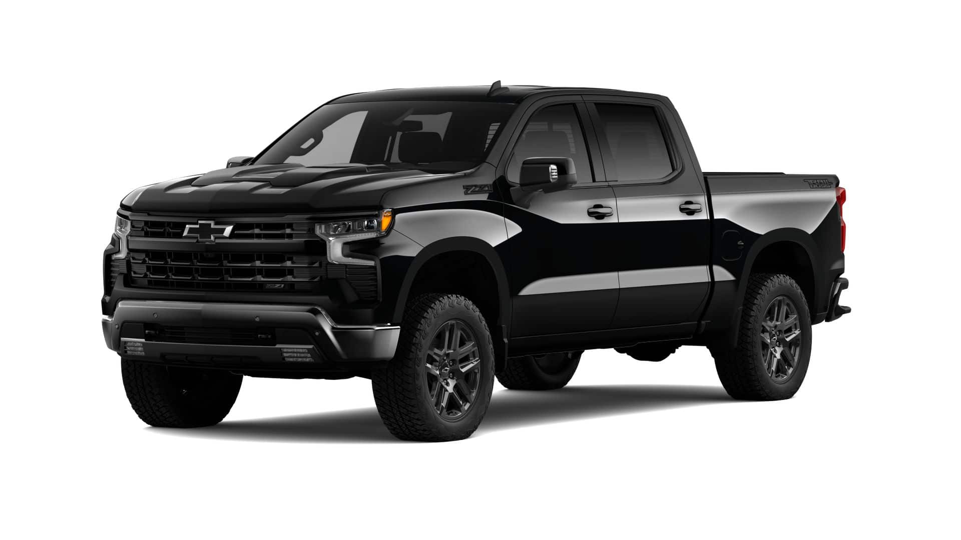 2026 Chevrolet Silverado 1500 LT Trail Boss in Black — front three-quarter view