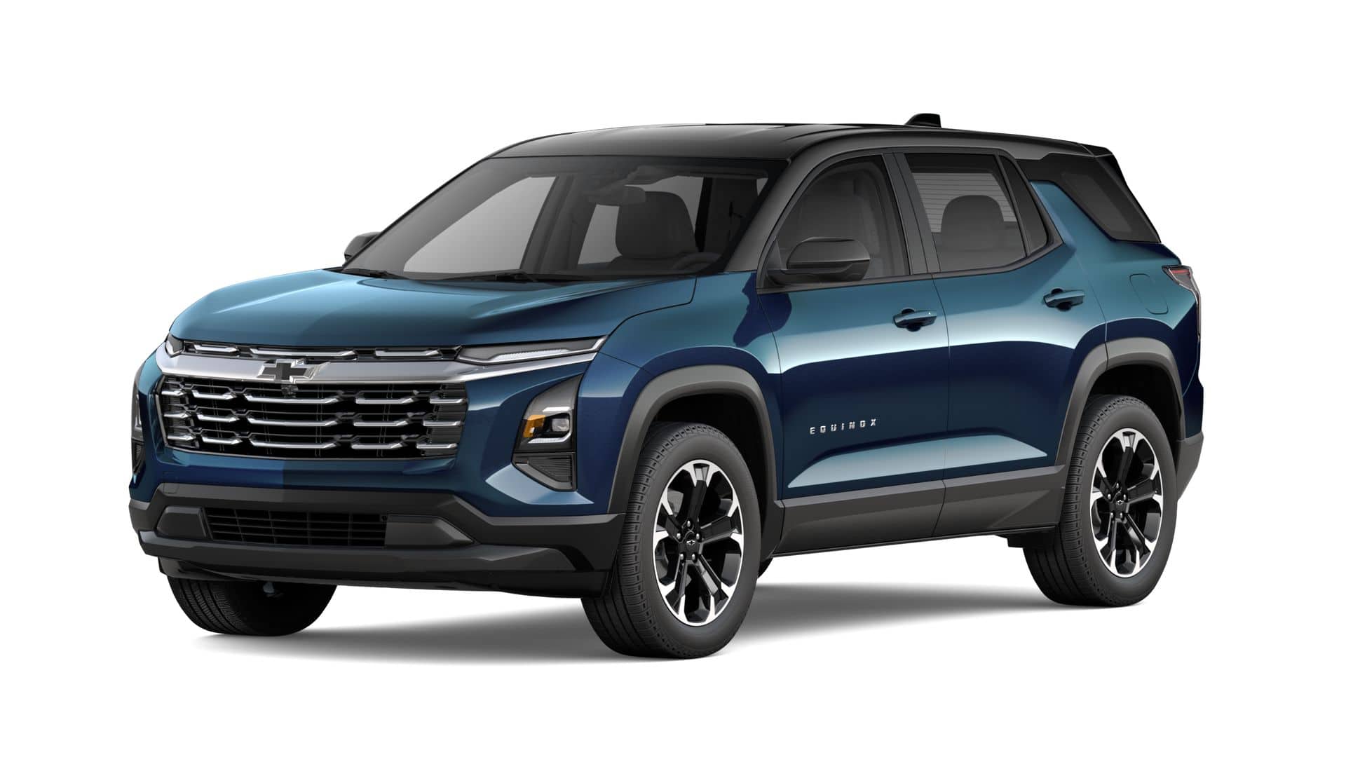 2027 Chevrolet Equinox FWD LT in Lakeshore Blue Metallic — front three-quarter view