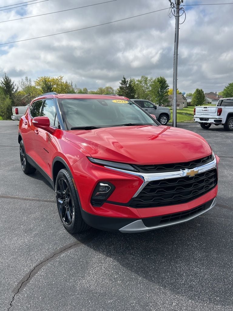 2023 Chevrolet Blazer LT in Red Hot — front three-quarter view